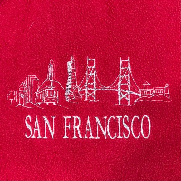 Vintage Red San Francisco fleece jacket Zip up jacket with Nacvy collar Size L‎ - Picture 3 of 7